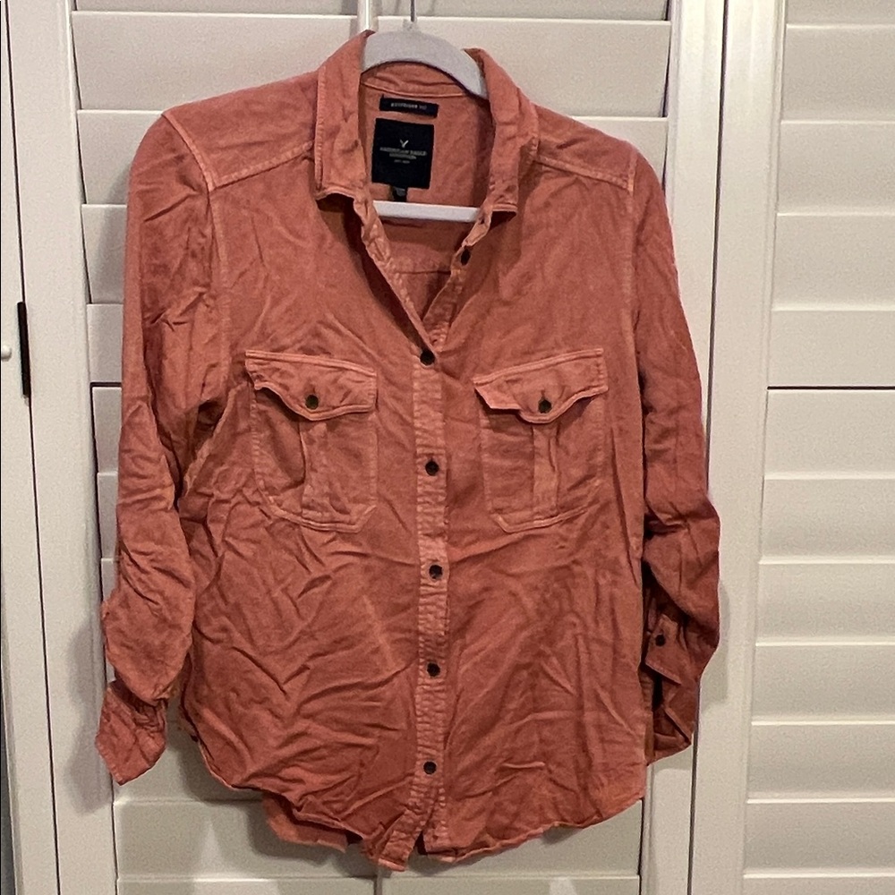 American Eagle Outfitters Terracotta Button-Up Shirt